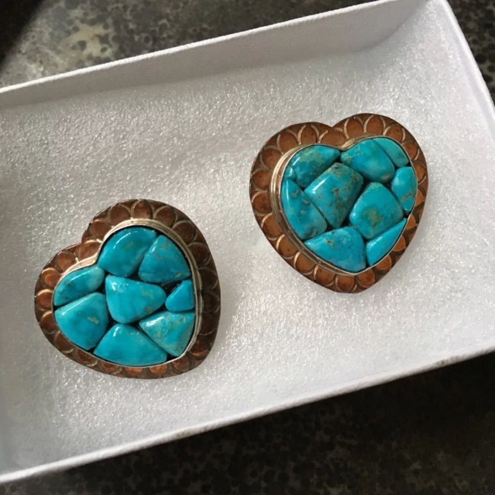 Turquoise heart earrings